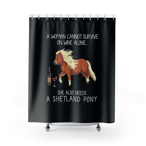Shetland Pony Horse and Wine Shower Curtain