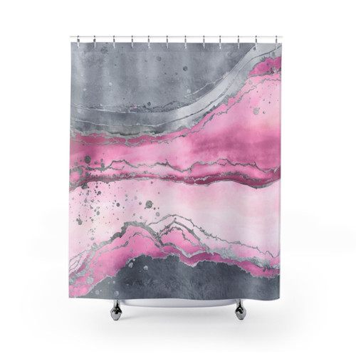 Blush Rose Marble Shower Curtains