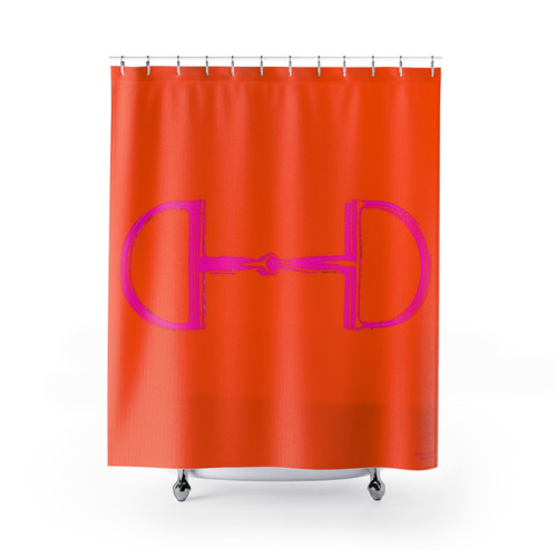 Neon Orange and Pink Snaffle Bit Shower Curtains