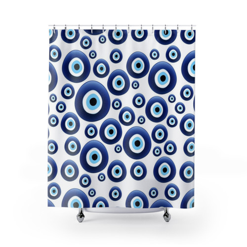 Mediterranean Evil Eye Protection Shower Curtains