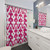 Moroccan Ikat Damask Shower Curtains in Fuchsia Pink and White
