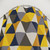 Geometric Shower Curtains in Grey, Blue and Mustard Yellow