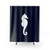 Navy Blue and White Seahorse Shower Curtain