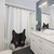 Peeking Cat Shower Curtain with Whimsical Tuxedo Kitten Design
