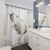 Funny overweight cat printed on shower curtain