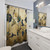 Blue and Gold Chinoiserie Shower Curtains with Birds and Flowers