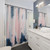 Abstract blush and blue shower curtain