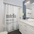 Nutella-themed shower curtain with dictionary-style text