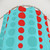 Retro Dots Shower Curtains in Red and Turquoise Geometric Pattern