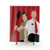 Shaun of the Dead shower curtain featuring zombie and horror comedy movie scenes