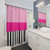 Fuchsia, black, and white striped shower curtain