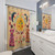 Colorful Frida-inspired shower curtain with floral and bird motifs