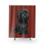 Shih Tzu Shower Curtains featuring a cute black cartoon dog art design