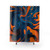 Abstract oil painting shower curtain with vibrant orange and blue colors