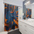 Abstract oil painting shower curtain with vibrant orange and blue colors