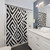 Black and White Labyrinth Tiles Pattern Shower Curtains