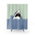 Shark-themed shower curtain with great white shark design