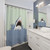 Shark-themed shower curtain with great white shark design