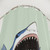 Shark-themed shower curtain with great white shark design