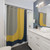 Minimalist Mustard Yellow, Navy and Grey Shower Curtains