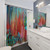 Bold and bright retro shower curtain with abstract colorful painting