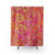 Hot pink and gold baroque floral pattern shower curtain