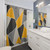 Geometric Mustard Grey Shower Curtains