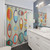 Mid-Century Modern Shower Curtains featuring geometric art