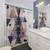 Blush and Navy Geometric Shower Curtains