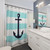 Nautical Navy Blue Anchor Stripe Shower Curtain