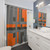 Divine Color Block Grey and Orange Shower Curtains