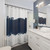Modern Minimalist Navy Blue and White Shower Curtains