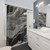 Gray black white marble shower curtain