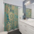 Teal Green and Gold Mandala Pattern Shower Curtains