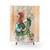 Robin Hood-inspired shower curtain with watercolor painting of a rooster