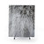 Close-up of a soft, grey faux fur shower curtain
