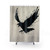 Raven shower curtain with artistic bird design