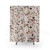 Terrazzo pattern shower curtains in beige, white, and brown colors