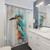 Vibrant watercolor kingfisher bird shower curtain