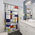 Mondrian Pattern Shower Curtain with Primary Color Blocks