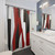 Abstract red, black and white shower curtain
