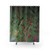 Green Chinoiserie Shower Curtain with Floral and Bird Design