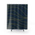 Modern Minimalist Mustard Yellow and Navy Blue Shower Curtains