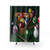 Billiards-themed shower curtain with pool table and cue stick design