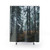 Misty forest shower curtain with dark trees and moody atmosphere