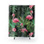 Tropical Flamingo Shower Curtain with Palm Leaf Design