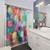 Colorful Hexagon Shower Curtains with Crystal Bohemian Honeycomb Design