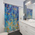 Abstract Sunrise Shower Curtains - Bold Blue and Yellow Painting Design