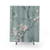 Modern Duck Egg Shower Curtains with Elegant Oriental Floral Design
