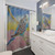 Sky Blue Budgie Shower Curtains with Colorful Bird Design
